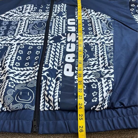 Pacsun x Oli Carrillo Smiley Face Bandana Print Blue White Full-Zip Size S - Picture 9 of 9